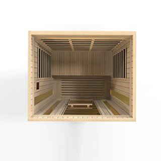 Golden Designs Maxxus 3-Person Corner Low EMF (Under 8MG) FAR Infrared Sauna w/ Hemlock | MX-LS3-01