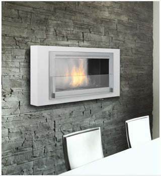 Eco-Feu Montreal 42" UL Listed Wall Mounted Built-In Ethanol Fireplace Gloss White with Stainless Interior WU-00127-SW