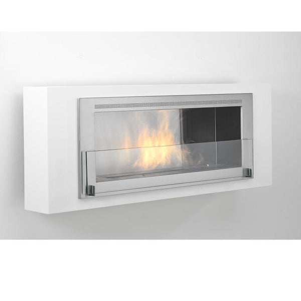Eco-Feu Santa Lucia 54" UL Listed Wall Mounted / Built-In Ethanol Fireplace Gloss White with Stainless Interior WU-00181-GW