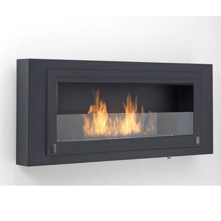 Eco-Feu Santa Lucia 54" UL Listed Wall Mounted / Built-In Ethanol Fireplace Matte Black with Matte Black Molding WU-00182-BB