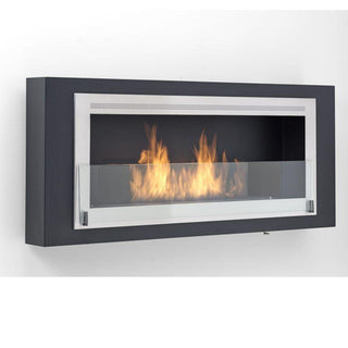 Eco-Feu Santa Lucia 54" UL Listed Wall Mounted / Built-In Ethanol Fireplace Matte Black with Stainless Molding WU-00180-MB