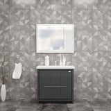 Casa Mare Alessio 32" Glossy Gray Bathroom Vanity and Ceramic Sink Combo with LED Mirror