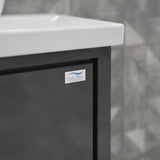 Casa Mare Alessio 36" Glossy Gray Bathroom Vanity and Ceramic Sink Combo with LED Mirror