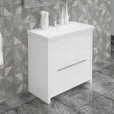 Casa Mare Alessio 36" Glossy White Bathroom Vanity and Ceramic Sink Combo with LED Mirror
