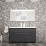 Casa Mare Alessio 60" Glossy Gray Bathroom Vanity and Ceramic Sink Combo with LED Mirror