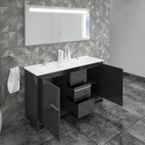Casa Mare Alessio 60" Glossy Gray Bathroom Vanity and Ceramic Sink Combo with LED Mirror