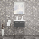 Casa Mare Aspe 32" Glossy Gray Bathroom Vanity and Ceramic Sink Combo with LED Mirror