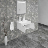 Casa Mare Aspe 32" Glossy White Bathroom Vanity and Ceramic Sink Combo with LED Mirror