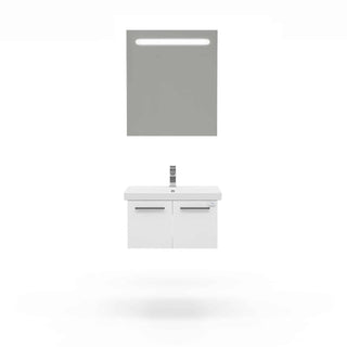 Casa Mare Aspe 32" Glossy White Bathroom Vanity and Ceramic Sink Combo with LED Mirror