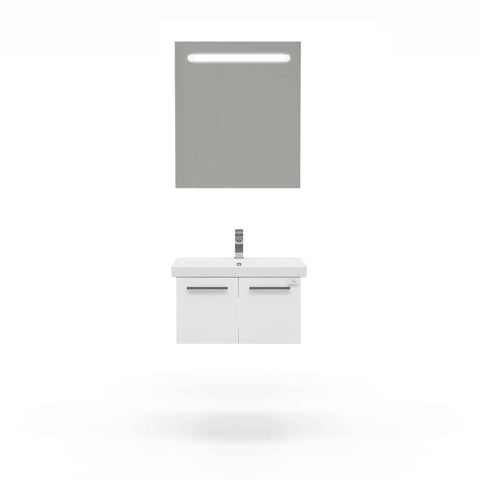 Casa Mare Aspe 32" Glossy White Bathroom Vanity and Ceramic Sink Combo with LED Mirror