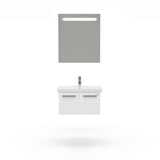 Casa Mare Aspe 24" Glossy White Bathroom Vanity and Ceramic Sink Combo with LED Mirror