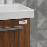 Casa Mare Aspe 32" Matte Walnut Bathroom Vanity and Ceramic Sink Combo with LED Mirror
