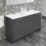 Casa Mare Benna 63" Glossy Gray Bathroom Vanity and Double Sink Combo with LED Mirror