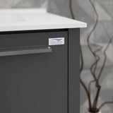 Casa Mare Benna 63" Glossy Gray Bathroom Vanity and Double Sink Combo with LED Mirror