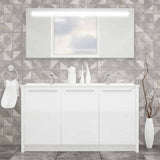 Casa Mare Benna 63" Glossy White Bathroom Vanity and Double Sink Combo with LED Mirror