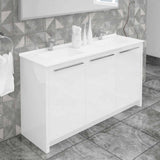 Casa Mare Benna 63" Glossy White Bathroom Vanity and Double Sink Combo with LED Mirror