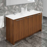 Casa Mare Benna 63" Matte Walnut Bathroom Vanity and Double Sink Combo with LED Mirror