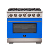 Forno Capriasca - Titanium Professional 36" Freestanding Dual Fuel Electric 240V Oven Range FFSGS6187-36