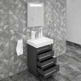 Casa Mare Domenico 32" Glossy Gray Bathroom Vanity and Ceramic Sink Combo with LED Mirror