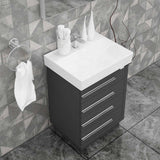 Casa Mare Domenico 32" Glossy Gray Bathroom Vanity and Ceramic Sink Combo with LED Mirror