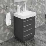 Casa Mare Domenico 24" Glossy Gray Bathroom Vanity and Ceramic Sink Combo with LED Mirror