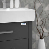Casa Mare Domenico 32" Glossy Gray Bathroom Vanity and Ceramic Sink Combo with LED Mirror