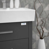 Casa Mare Domenico 24" Glossy Gray Bathroom Vanity and Ceramic Sink Combo with LED Mirror