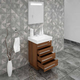 Casa Mare Domenico 32" Matte Walnut Bathroom Vanity and Ceramic Sink Combo with LED Mirror