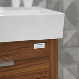 Casa Mare Domenico 32" Matte Walnut Bathroom Vanity and Ceramic Sink Combo with LED Mirror