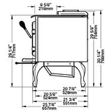 Drolet Escape 1800 Wood Stove on Legs - Brushed Nickel Door DB03112