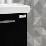 Casa Mare Elke 32" Glossy Black Bathroom Vanity and Ceramic Sink Combo with LED Mirror