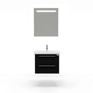 Casa Mare Elke 32" Glossy Black Bathroom Vanity and Ceramic Sink Combo with LED Mirror