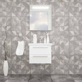 Casa Mare Elke 32" Glossy White Bathroom Vanity and Ceramic Sink Combo with LED Mirror