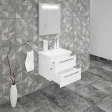 Casa Mare Elke 32" Glossy White Bathroom Vanity and Ceramic Sink Combo with LED Mirror