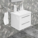 Casa Mare Elke 32" Glossy White Bathroom Vanity and Ceramic Sink Combo with LED Mirror