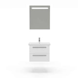 Casa Mare Elke 24" Glossy White Bathroom Vanity and Ceramic Sink Combo with LED Mirror