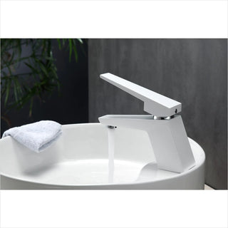 KubeBath Aqua Siza Single Lever Modern Bathroom Vanity Faucet in Matt White AFB13WH