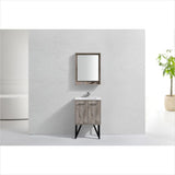 KubeBath Bosco 24" Nature Wood Modern Bathroom Vanity with Quartz Countertop and Matching Mirror KB24NW