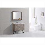 KubeBath Bosco 36" Nature Wood Modern Bathroom Vanity with Quartz Countertop and Matching Mirror KB36NW