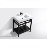 KubeBath Cisco 30" Stainless Steel Console with Acrylic Sink Matt Black AC30-BK