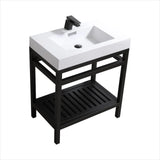 KubeBath Cisco 30" Stainless Steel Console with Acrylic Sink Matt Black AC30-BK