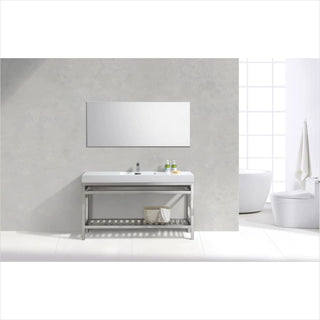 KubeBath Cisco 60" Single Sink Stainless Steel Console with Acrylic Sink Chrome AC60S