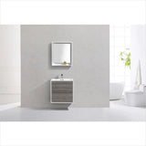 KubeBath DeLusso 24" Ash Gray Wall Mount Modern Bathroom Vanity DL24-HGASH