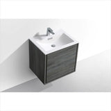 KubeBath DeLusso 24" Ocean Gray Wall Mount Modern Bathroom Vanity DL24-BE