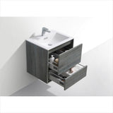 KubeBath DeLusso 24" Ocean Gray Wall Mount Modern Bathroom Vanity DL24-BE