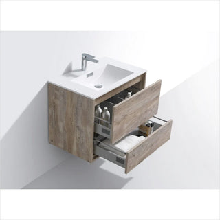 KubeBath DeLusso 30" Nature Wood Wall Mount Modern Bathroom Vanity DL30-NW