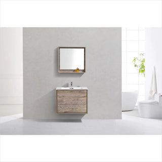 KubeBath DeLusso 30" Nature Wood Wall Mount Modern Bathroom Vanity DL30-NW