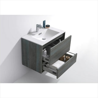 KubeBath DeLusso 30" Ocean Gray Wall Mount Modern Bathroom Vanity DL30-BE