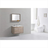 KubeBath DeLusso 36" Nature Wood Wall Mount Modern Bathroom Vanity DL36-NW