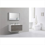 KubeBath DeLusso 48" Double Sink Ash Gray Wall Mount Modern Bathroom Vanity DL48D-HGASH